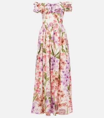 Robe longue Espliego en lin à fleurs | Agua by Agua Bendita