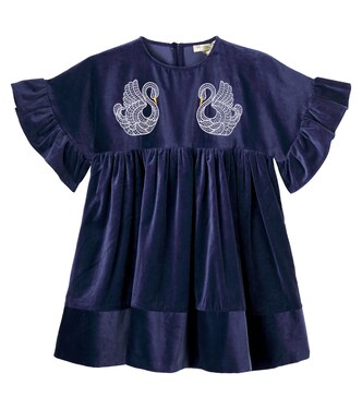 Embroidered cotton velvet dress | Stella McCartney Kids