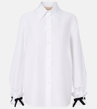 Bow-detail cotton-blend poplin shirt | Valentino