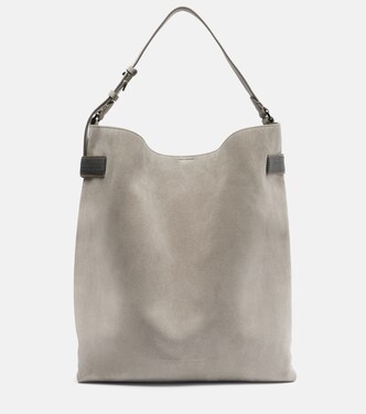 Borsa Essence Monili Large in suede | Brunello Cucinelli