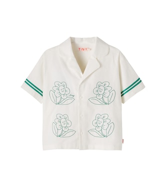 Daisies embroidered linen and cotton shirt | Tinycottons