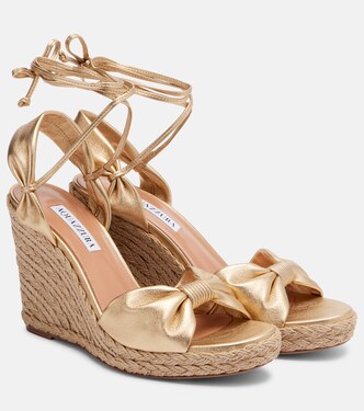 Carina metallic leather espadrille wedges | Aquazzura