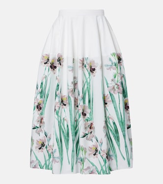 Floral cotton midi skirt | Erdem