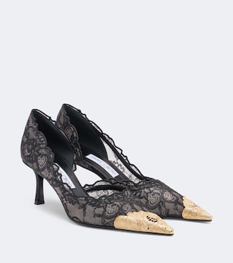 Faiz leather-trimmed lace pumps | Jimmy Choo