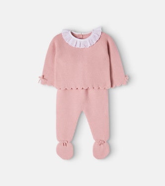 Baby Leonor wool sweater and footed pants set | La Coqueta