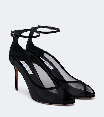 Love Affair suede-trimmed mesh slingback sandals | Aquazzura