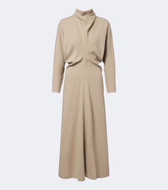 Draped tie-neck cady midi dress | Toteme