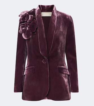 Floral-appliqué silk-blend velvet blazer | Elie Saab