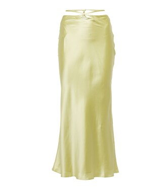 Tie-trimmed silk satin midi skirt | Christopher Esber