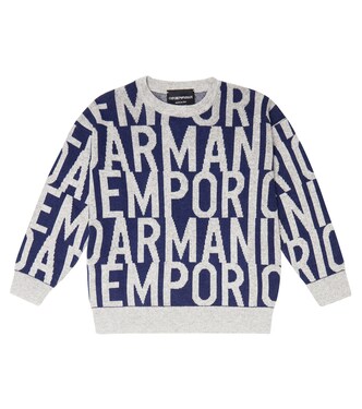 Pull intarsia en coton mélangé à logo | Emporio Armani Kids