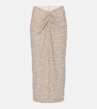 Zuri ruched sequined midi skirt | Costarellos