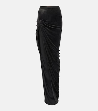 Lilies Twist Edfu velvet maxi skirt | Rick Owens