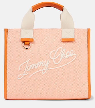 Tote de lona con ribetes de piel | Jimmy Choo