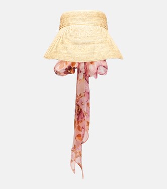 Scarf-detail raffia visor | Chloé