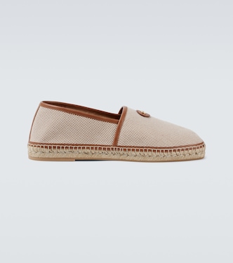 VLogo leather-trimmed canvas espadrilles | Valentino Garavani