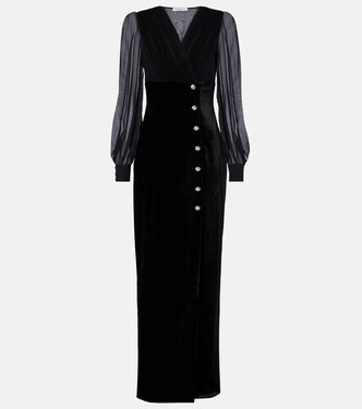 Robe longue en velours et georgette | Alessandra Rich
