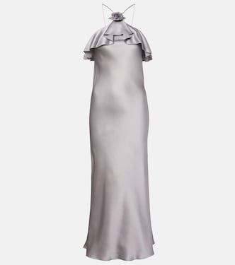 Floral-appliqué silk charmeuse slip dress | Rodarte