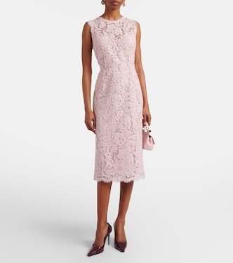 Cotton-blend lace cocktail dress in pink - Dolce Gabbana | Mytheresa