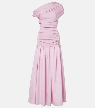 Asymmetric draped midi dress | Self-Portrait