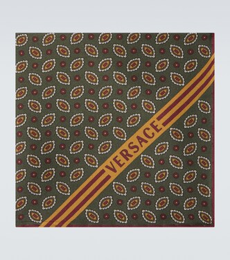 Logo printed silk pocket square | Versace
