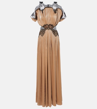 Robe longue à finitions en dentelle | Costarellos