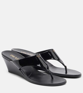 Patent leather thong sandals | Prada