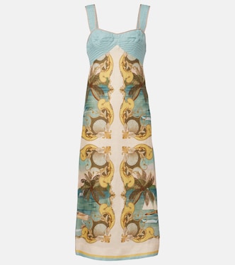 Royal Sea printed linen midi dress | Farm Rio