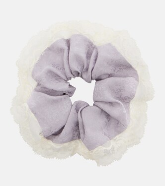 Lace-trimmed floral silk jacquard scrunchie | Chloé