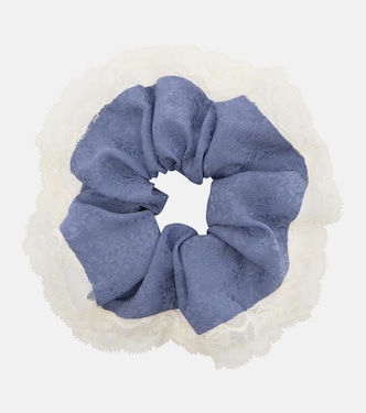 Lace-trimmed floral silk jacquard scrunchie | Chloé