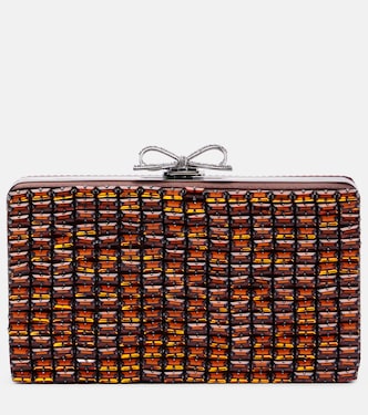 Bow crystal-embellished clutch | Self-Portrait