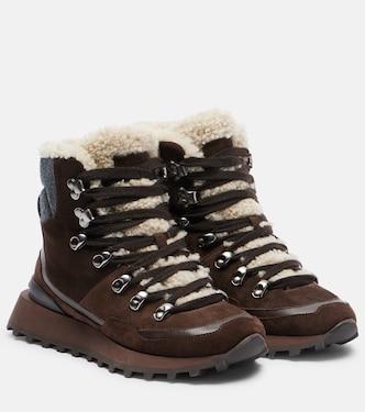 Stivaletti Monili in suede con shearling | Brunello Cucinelli