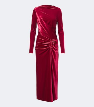 Ferrera gathered velvet midi dress | Simkhai