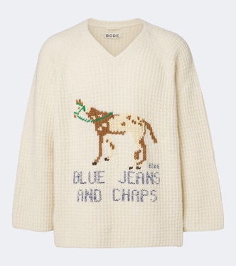 Show waffle-knit intarsia wool sweater | Bode
