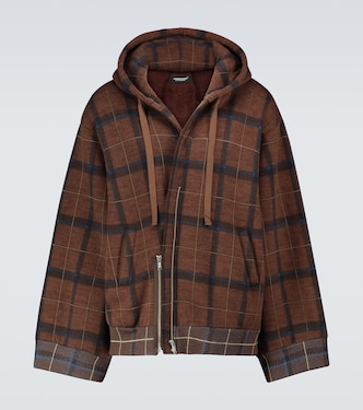 Zipped checked hooded sweatshirt | Undercover