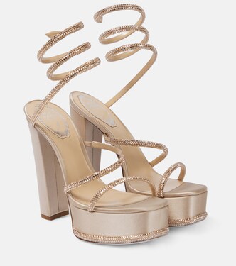 Embellished satin platform sandals | Rene Caovilla