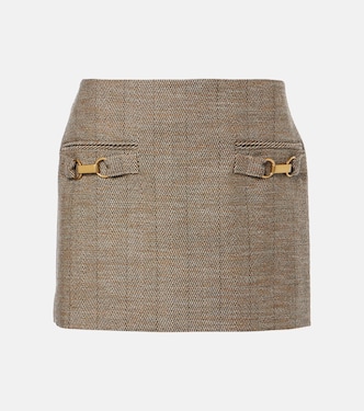 Minifalda de mezcla de lana espigada | Stella McCartney