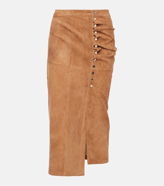 Ruched suede midi skirt | Rabanne