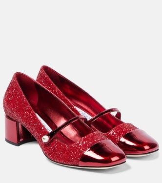 Elisa 45 glitter leather Mary Jane pumps | Jimmy Choo