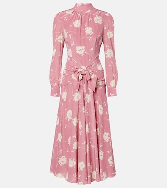 Bow-detail floral silk midi dress | Alessandra Rich