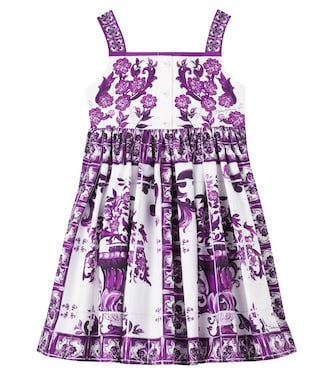 Majolica cotton poplin dress | Dolce&Gabbana Kids