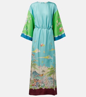 Robe longue Daria imprimée en soie | Alémais