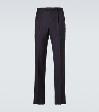Pleated virgin wool straight pants | Rubinacci