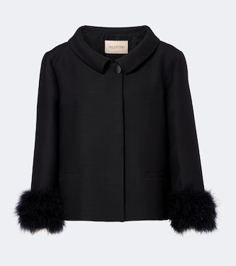 Crepe Couture feather-trimmed jacket | Valentino