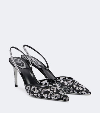 Embellished mesh slingback pumps  | Rene Caovilla