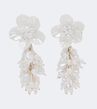 Floral faux-pearl drop earrings | Self-Portrait