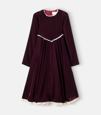 Lace-trimmed velvet dress | Petite Amalie