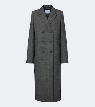 Checked virgin wool coat | Prada