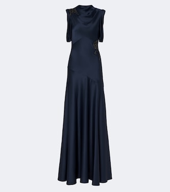 Draped embellished satin cady gown | Erdem