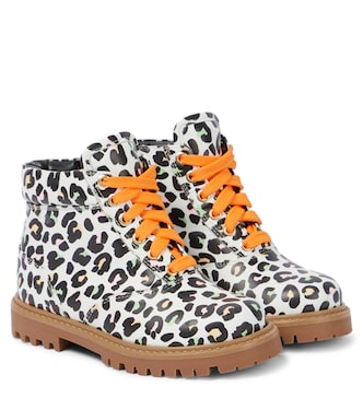 Tia leopard-print leather combat boots | Sophia Webster Mini