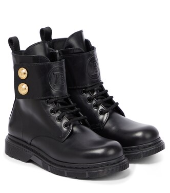Logo leather ankle boots | Balmain Kids